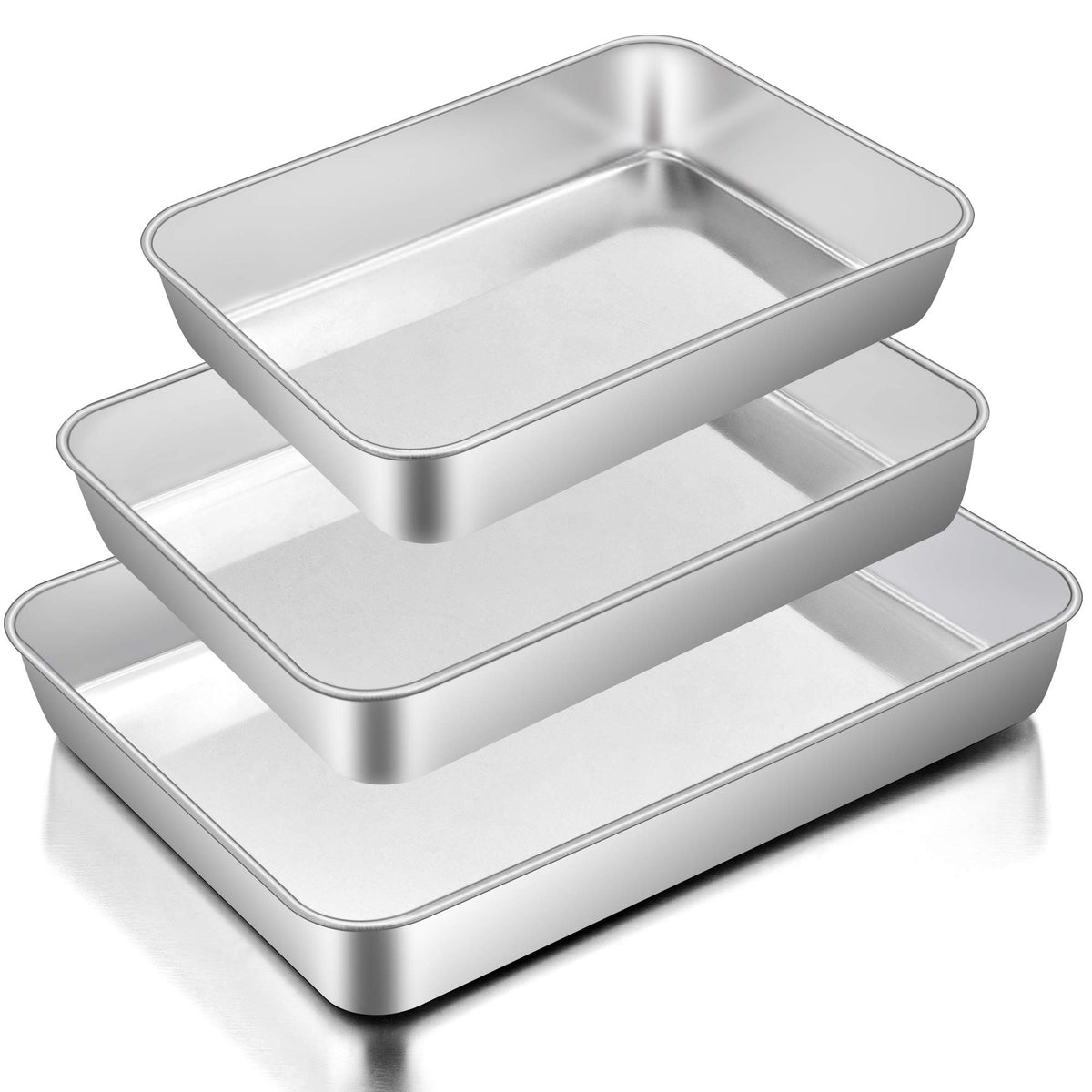 E-far baking pans set large with even heat distribution for sheet cakes and casseroles