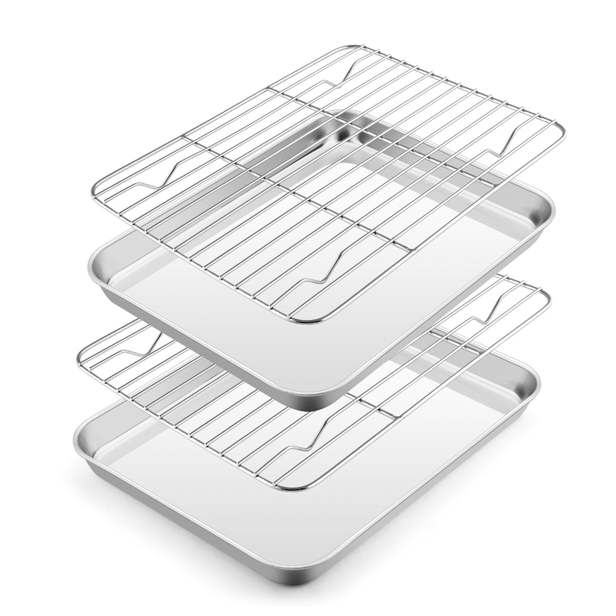 E-far baking sheets with wire rack showing two pans for even cooking.