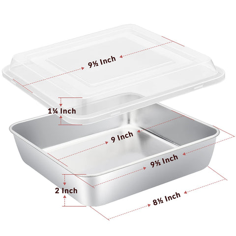 E-far brushed stainless steel square pan shows durable design for even baking.