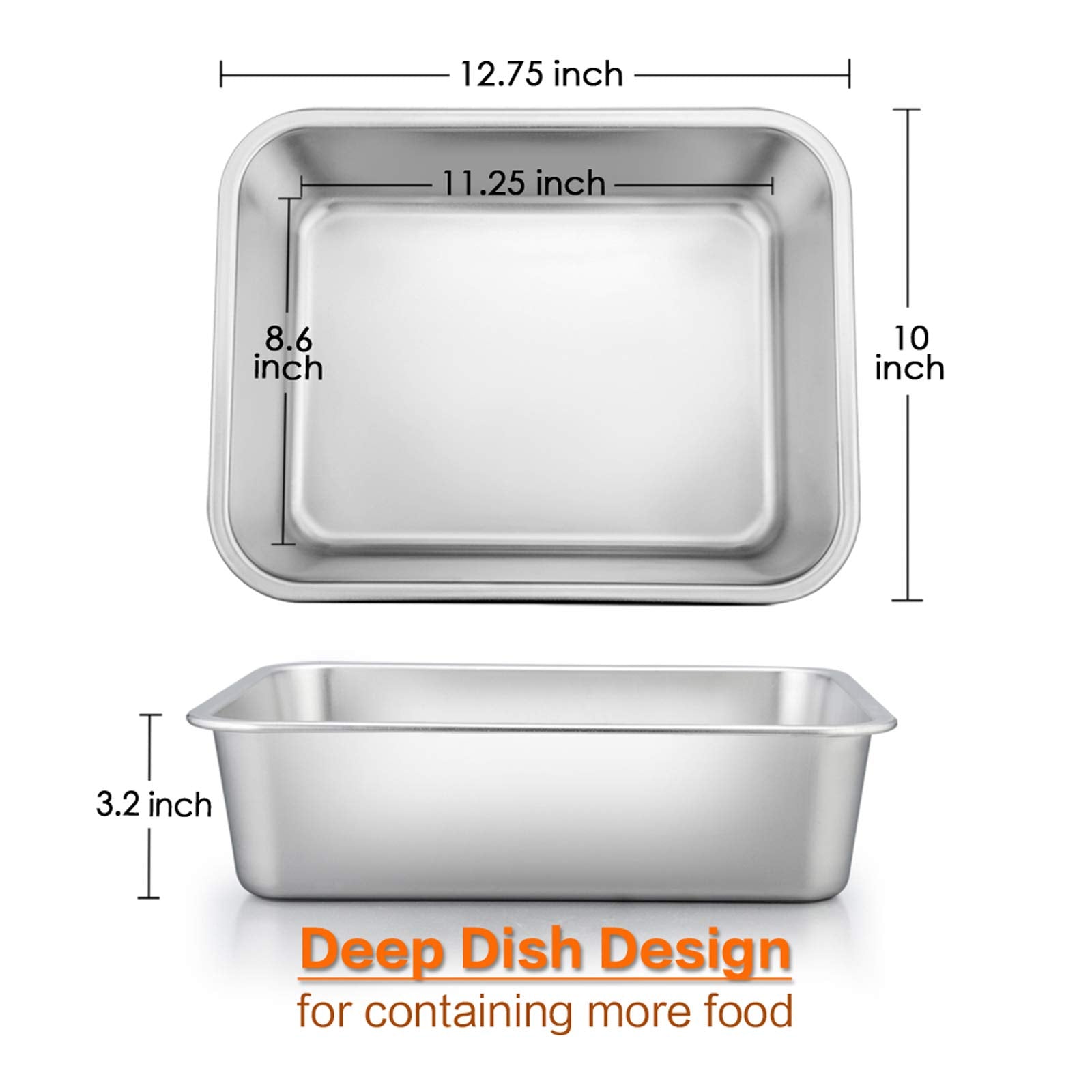 E-far Lasagna Pan interior shows 3.2-inch sides for lasagna layers.