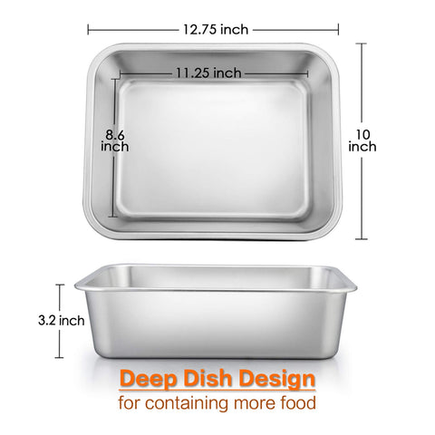 E-far Lasagna Pan interior shows 3.2-inch sides for lasagna layers.