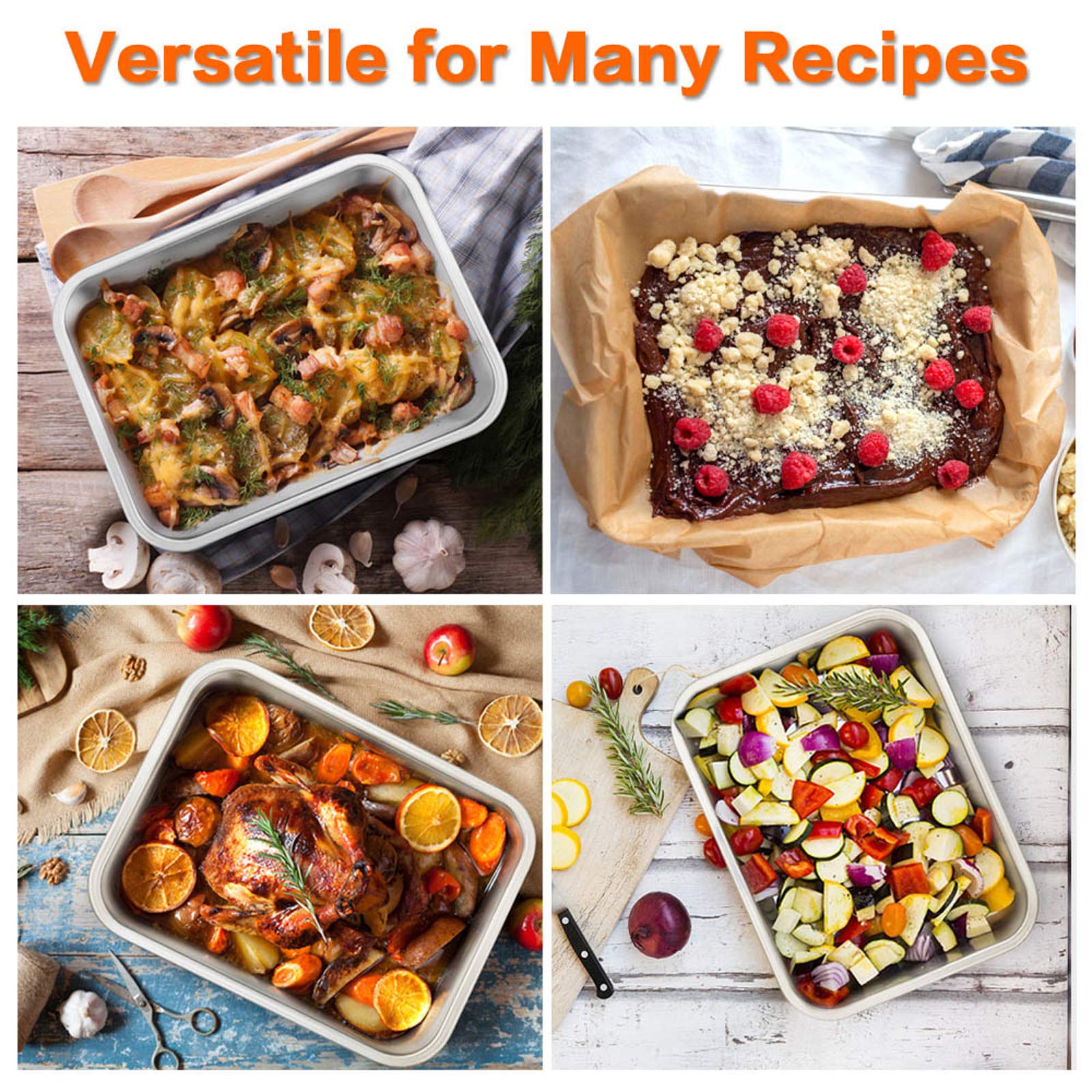 E-far lasagna pan set in stainless steel and durable for daily use.