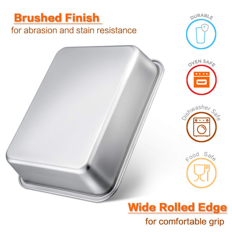 E-far pan with rolled edge for comfortable grip and safe transfer.