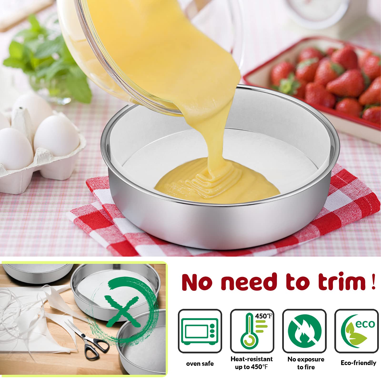 E-far mirror-finish stainless steel pan demonstrates lasting durability and rust resistance.