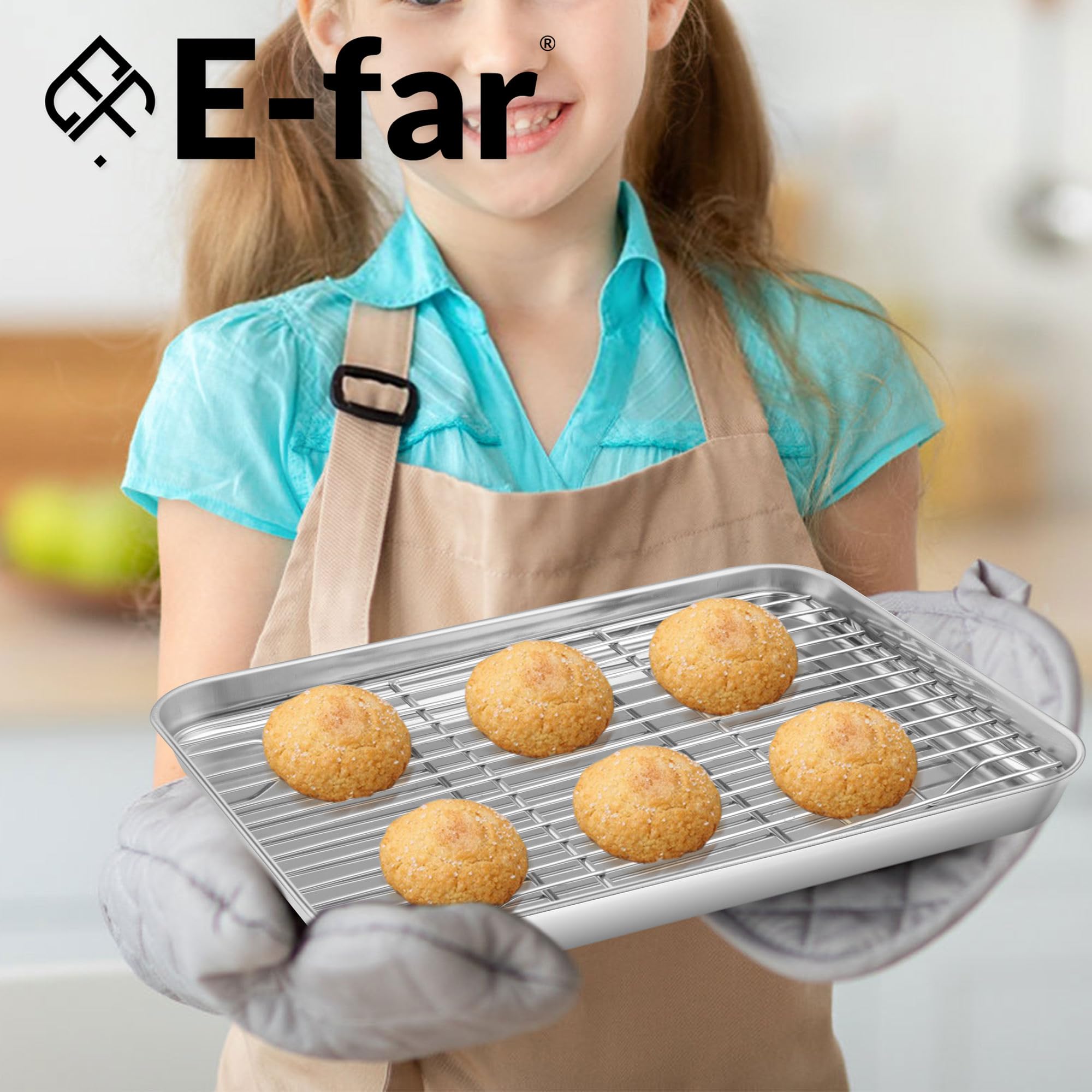 E-far one-inch rims help prevent spills during cooking.