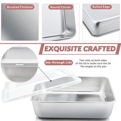 E-far seamless bakeware resists leaks and cleans quickly.