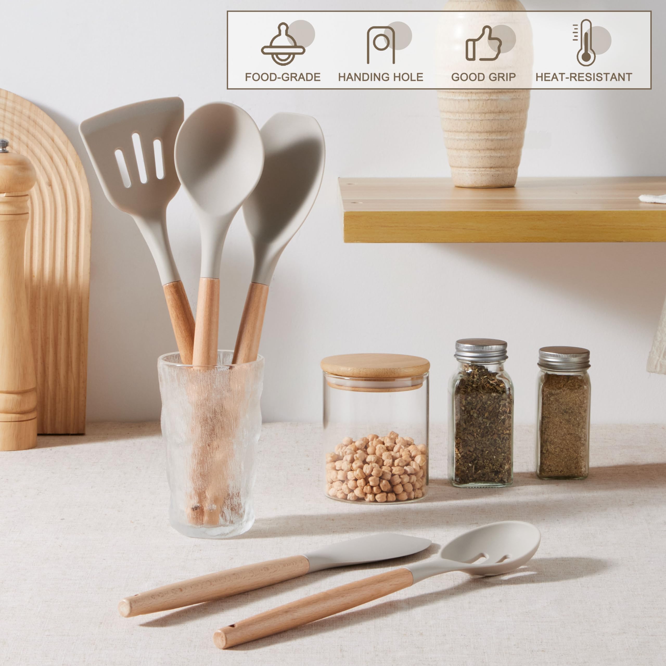 E-far silicone utensils pasta server, gentle on nonstick surfaces.