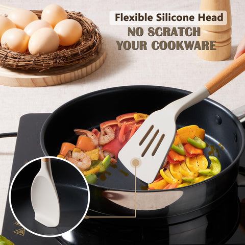 E-far silicone utensils tongs, cool-touch, reliable grip for flipping.
