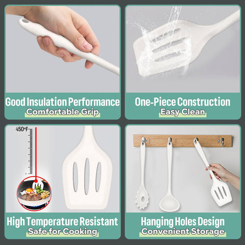 E-far slotted turner in white; gentle flipping on coated pans