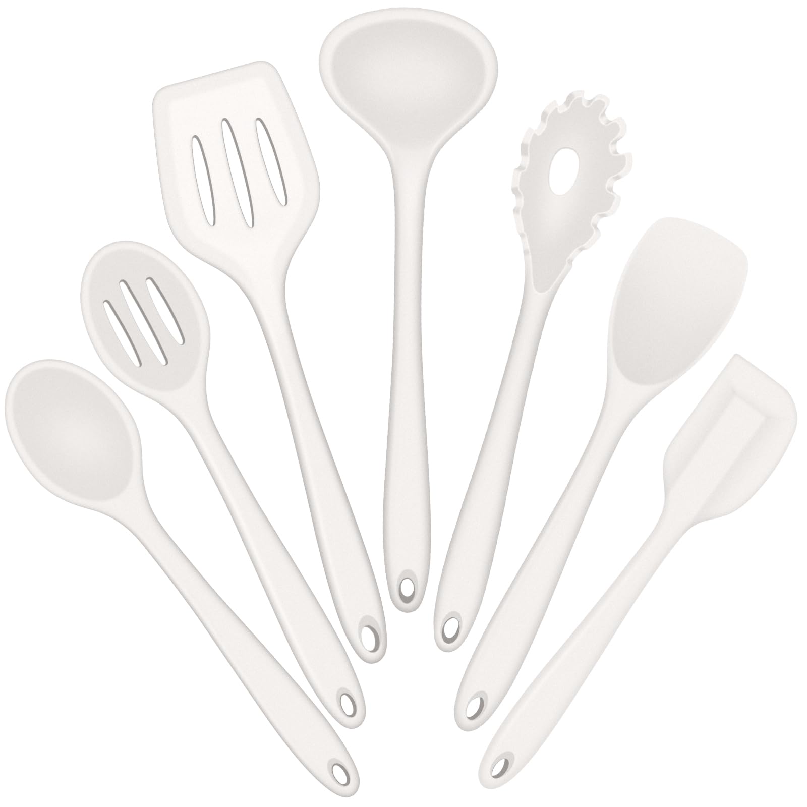E-far silicone spatula in white, heat resistant for nonstick pans