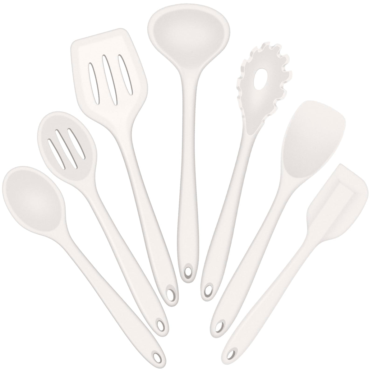 E-far silicone spatula in white, heat resistant for nonstick pans