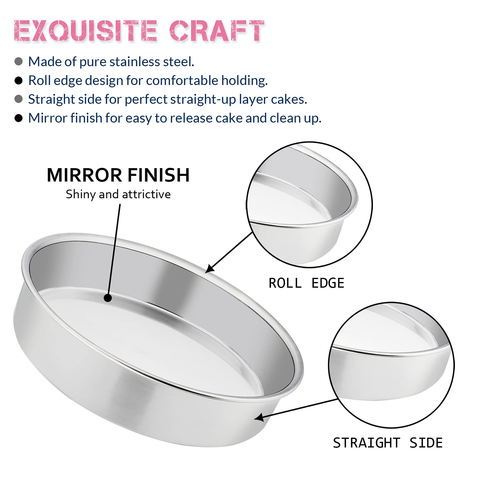 E-far stainless steel bakeware highlights durability and rust resistance.