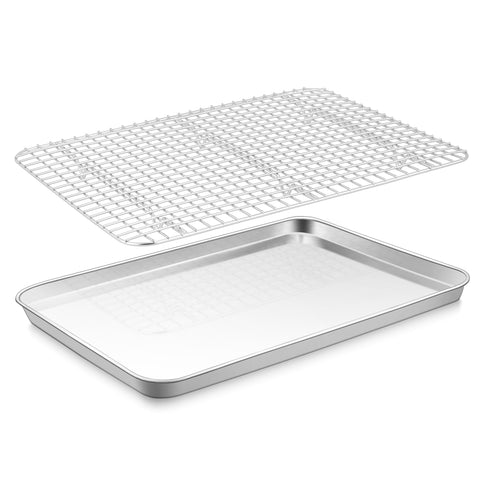 E-far stainless steel baking sheet with rack for even heating in a full-size oven