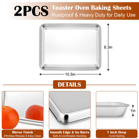 E-far stainless steel baking sheets highlight durable, non-toxic construction.
