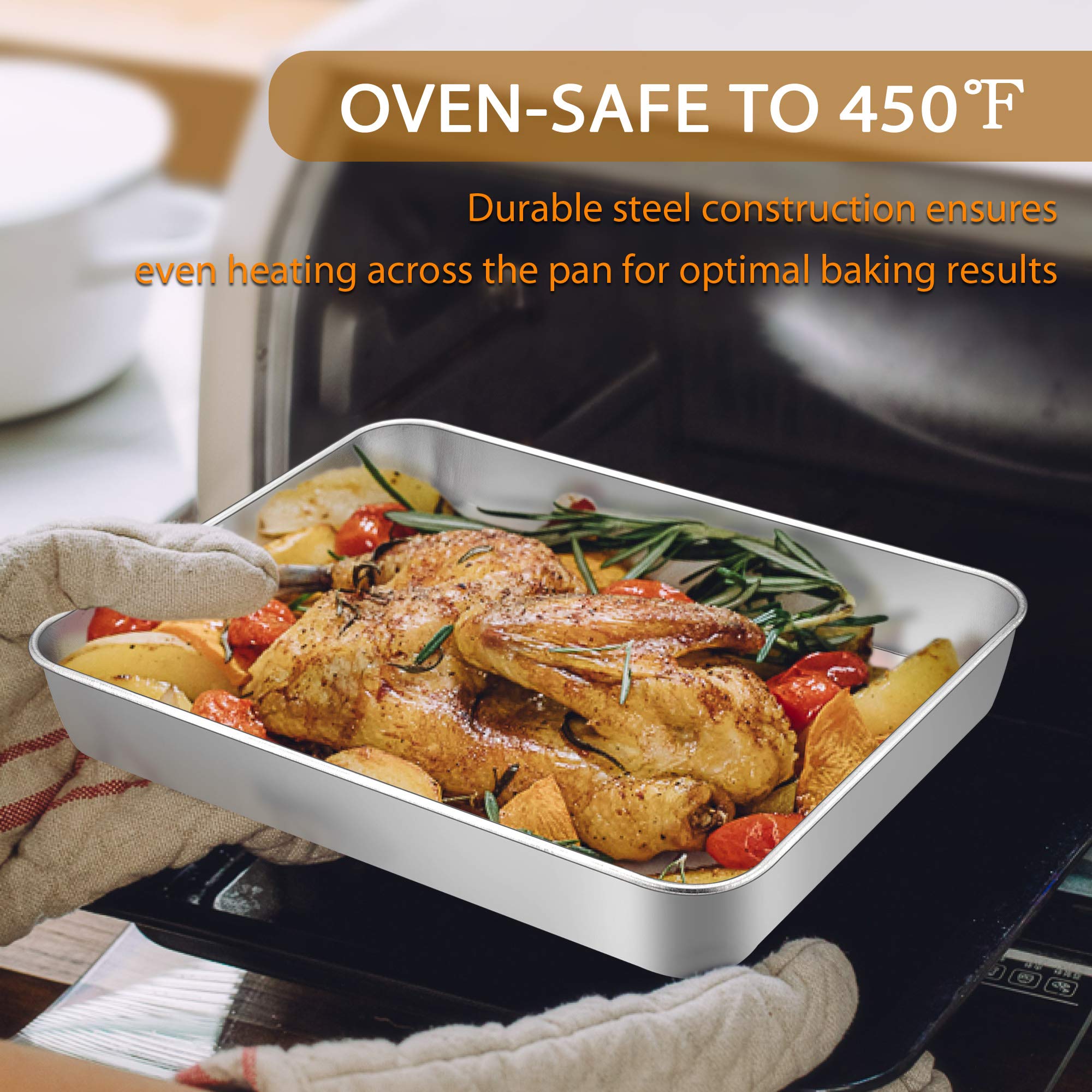 E-far stainless steel bakeware durable construction for everyday use