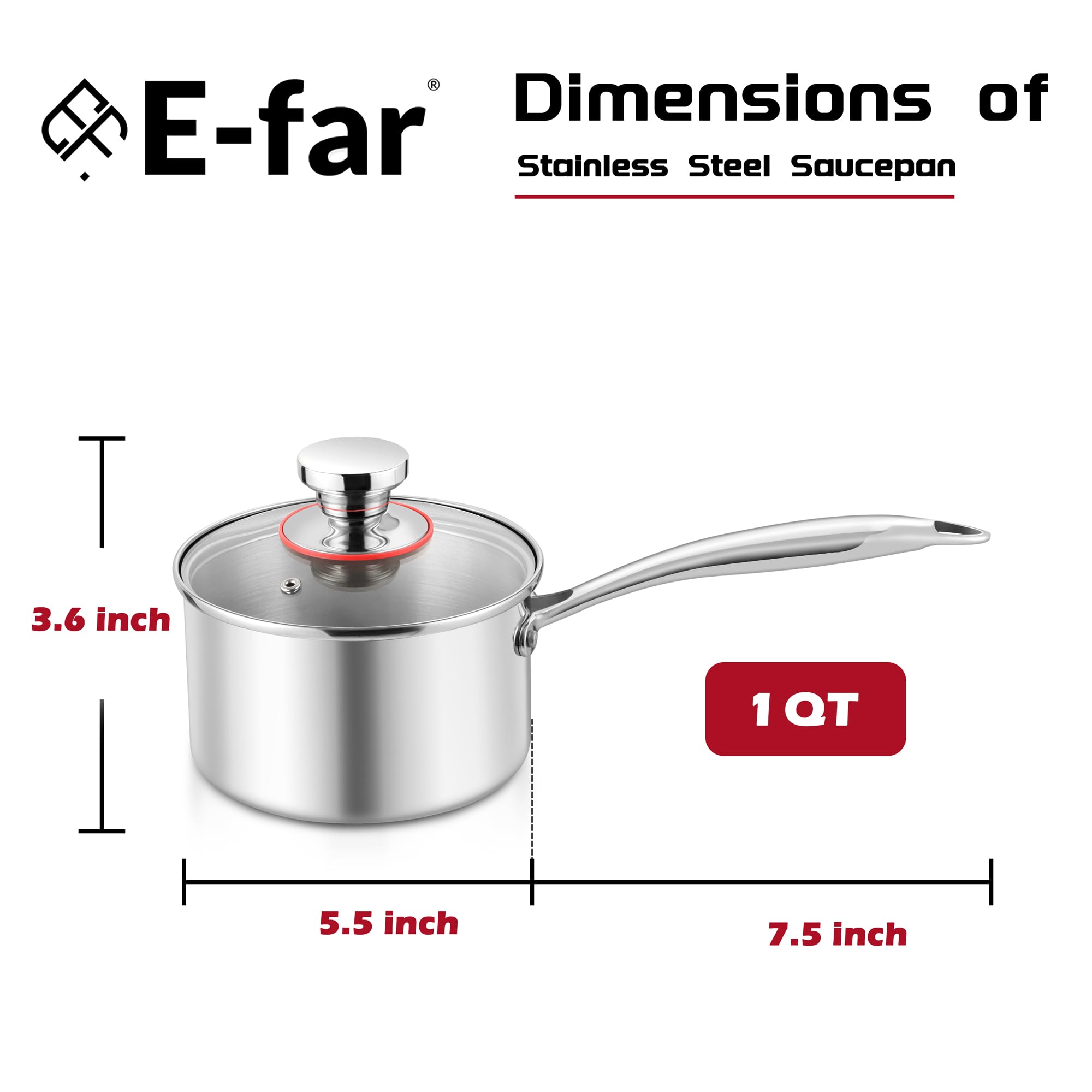 E-far tri-ply saucepan with a durable, comfortable-hold handle