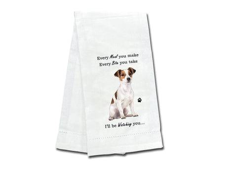 E&S Pets Jack Russell kitchen towel front view, durable cotton for daily use.