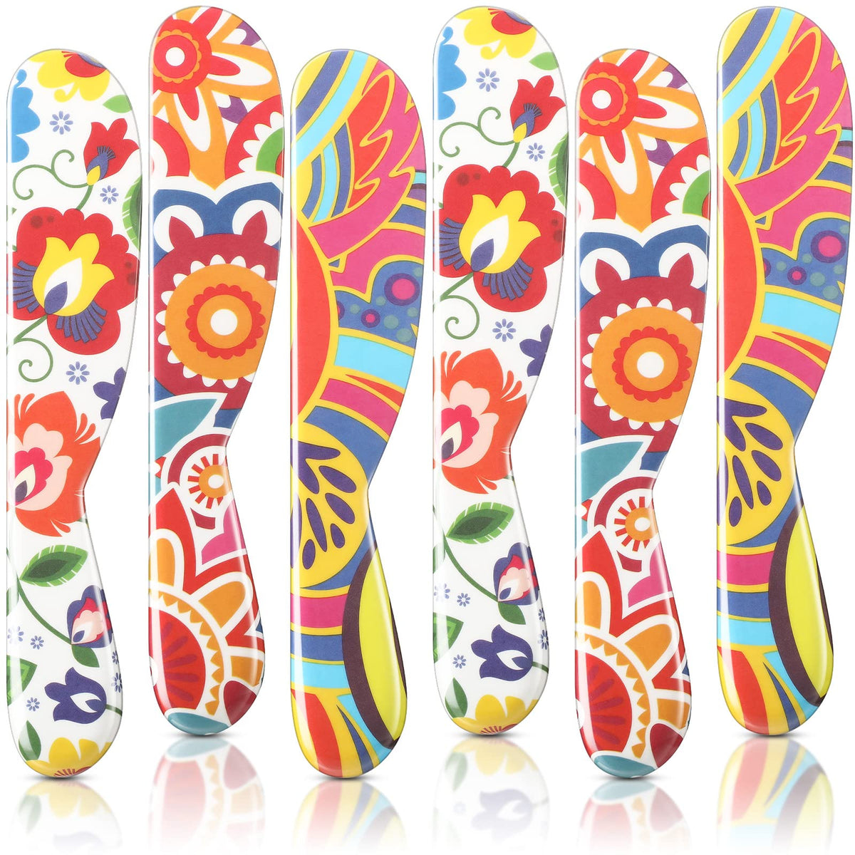 Eaasty colorful 6-inch butter spreaders on a kitchen counter for smooth spreading