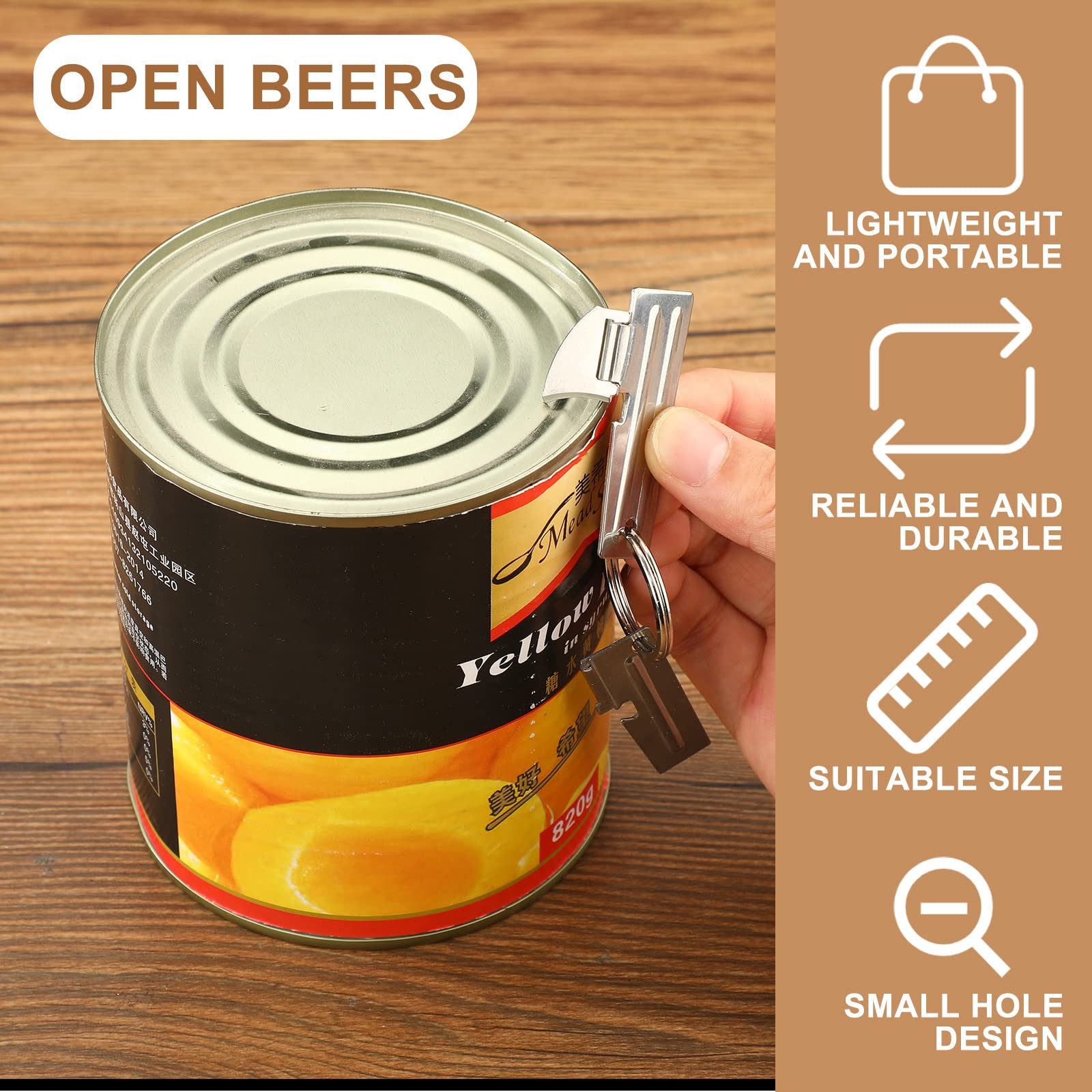 Eaasty can opener with rings, compact accessory for travel and camping.