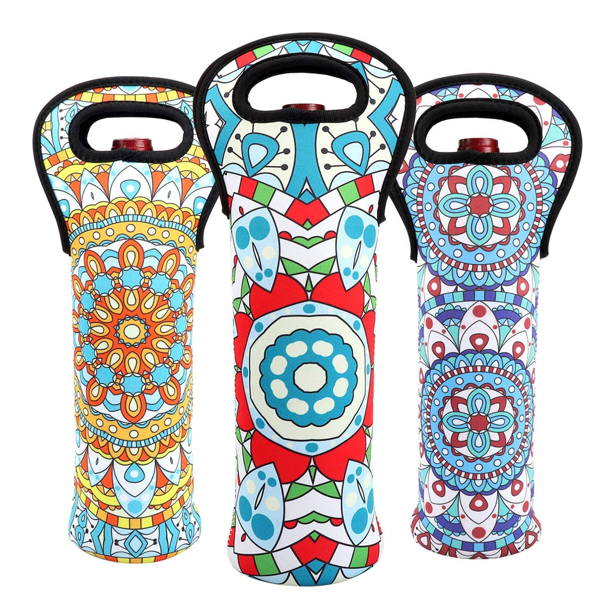 Eacolle neoprene wine tote with insulated single bottle carrier keeps drinks at the right temperature