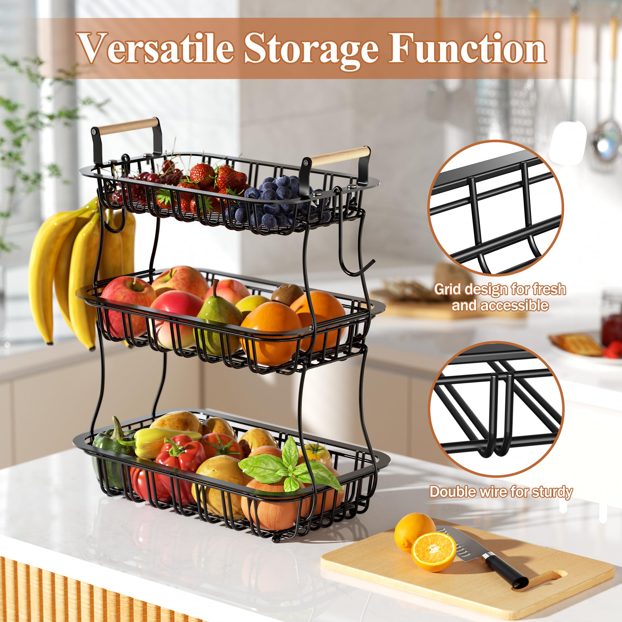 EACONPT large capacity storage holds apples bananas and potatoes