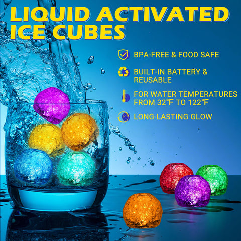 EAFIFRWAP seven-color flashing glow cubes enhance cocktails and parties.