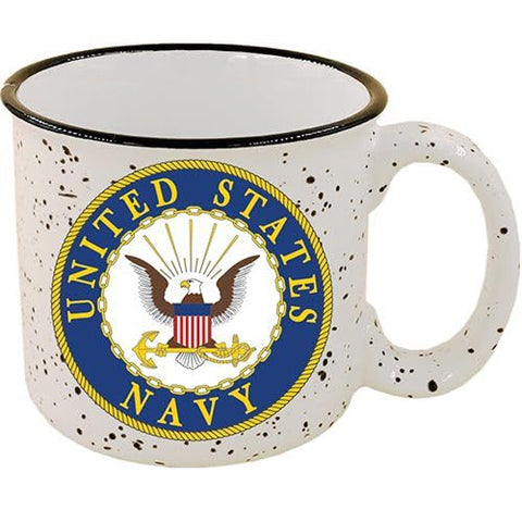 Eagle Emblems US Navy Cup stone-speckled ceramic mug for everyday coffee enjoyment.