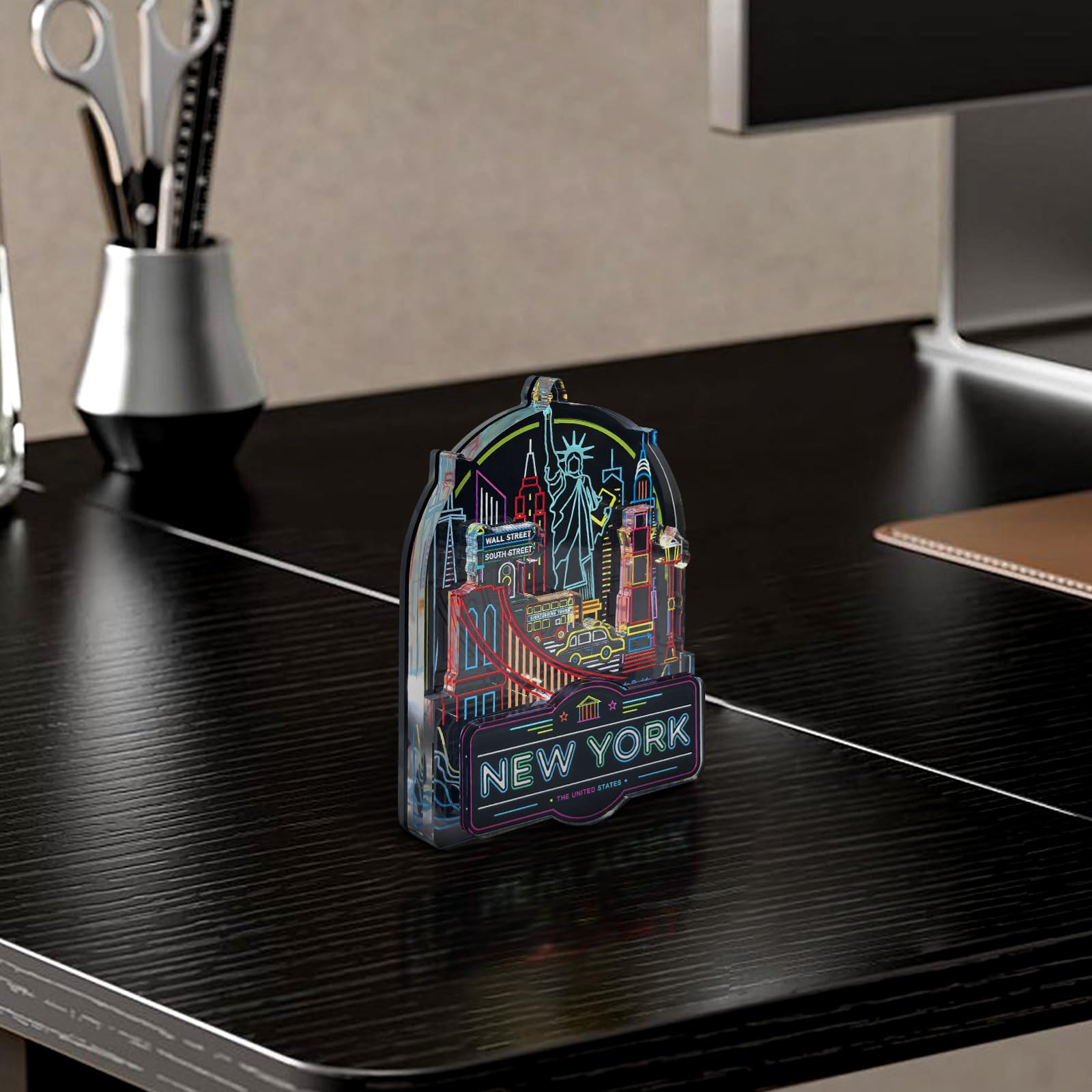 EagleBuddy 3D acrylic layers create depth and crisp skyline details.