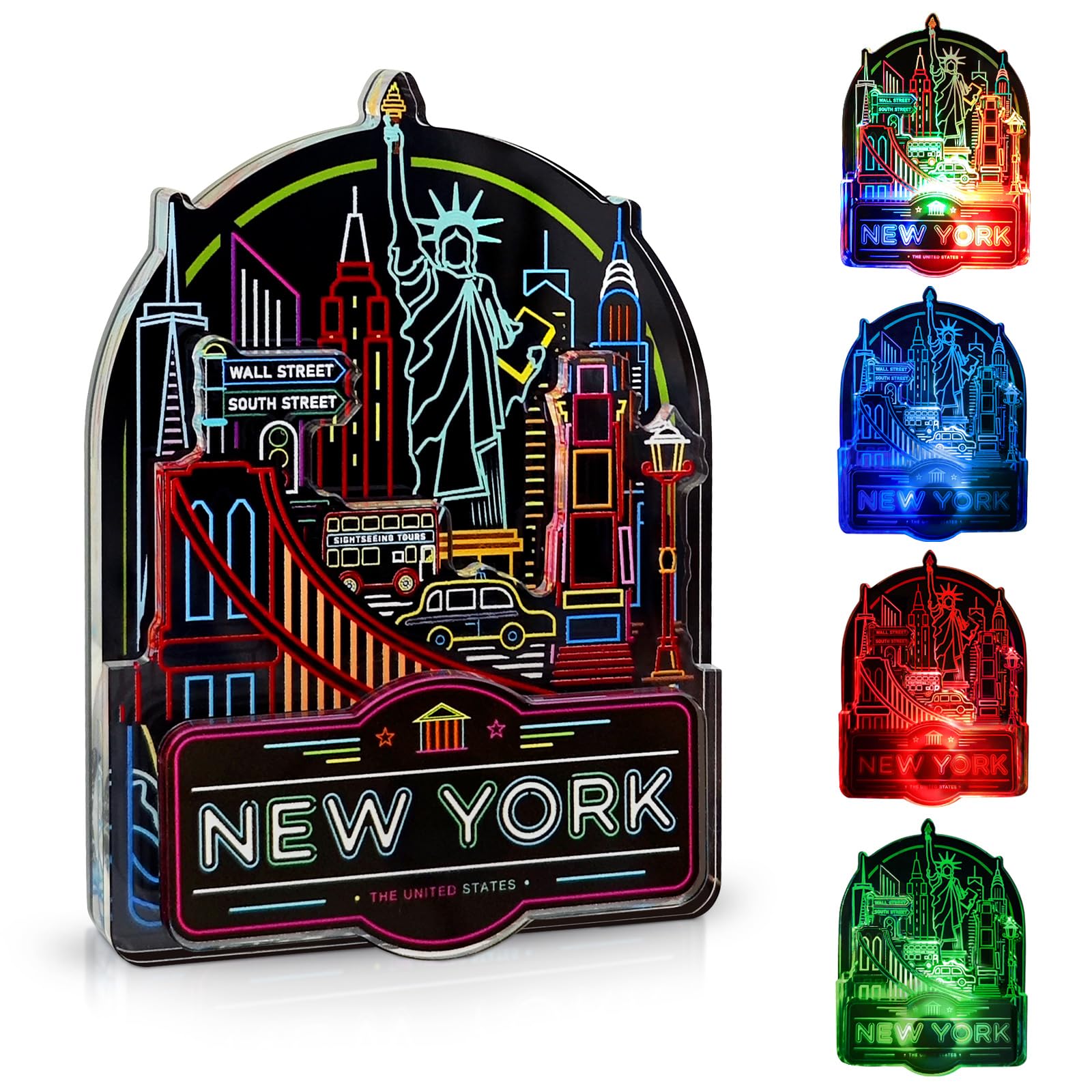 EagleBuddy New York Fridge Magnet with LED glow lighting the NYC skyline.