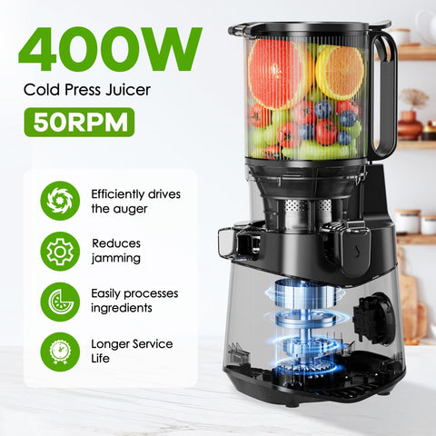 EanOruus 400W slow-masticating motor preserves flavor and nutrients during juicing.