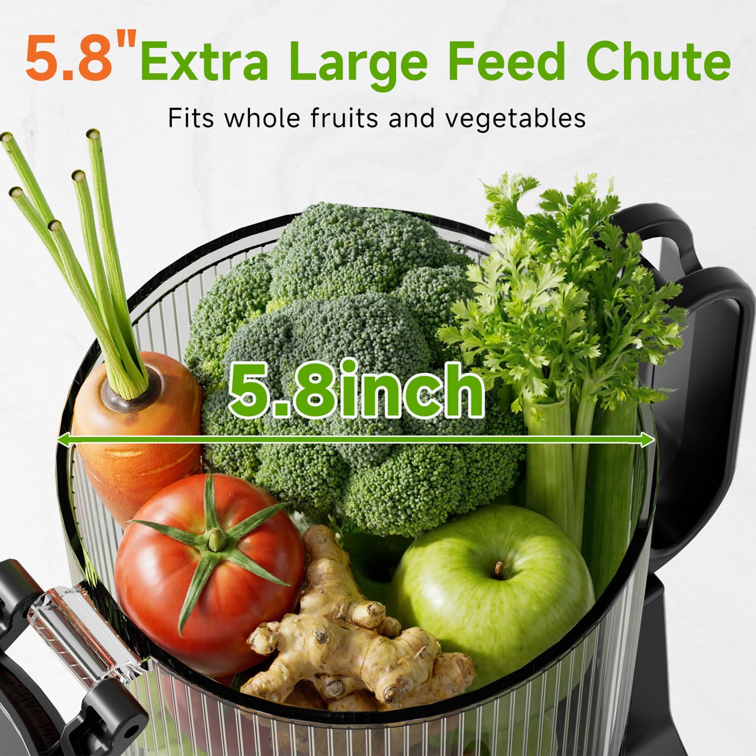 EanOruus juicer shown with detachable parts for easy assembly and cleaning.