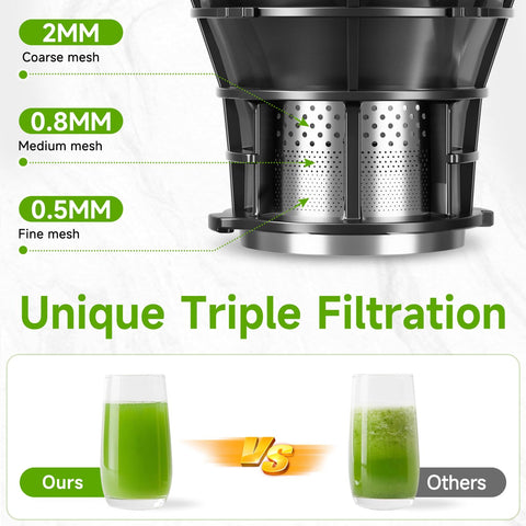 Lid-activated safety shutoff on the EanOruus juicer enhances kitchen safety.