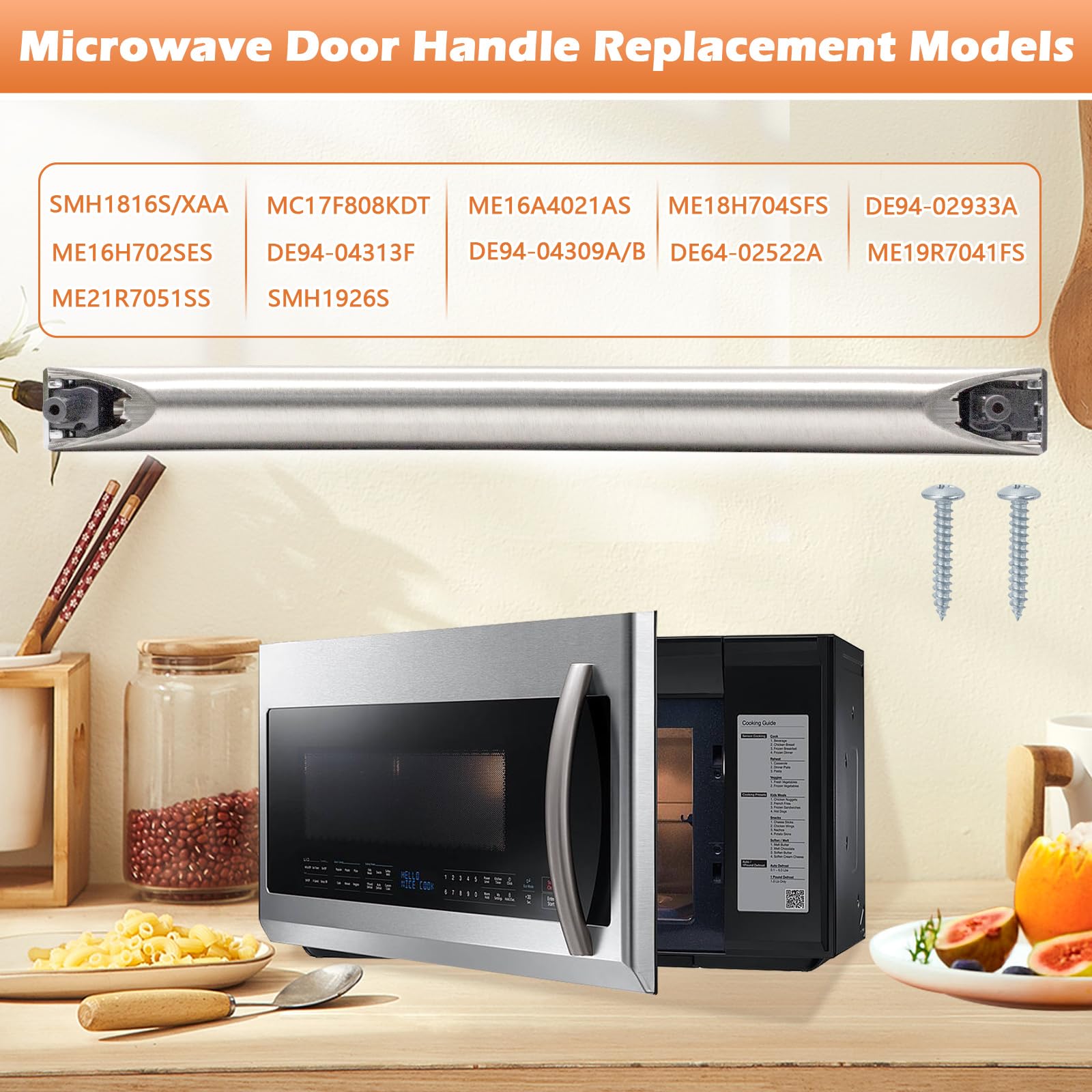 Earthtec microwave door handle installed on ME18H704SFS demonstrates reliable fit