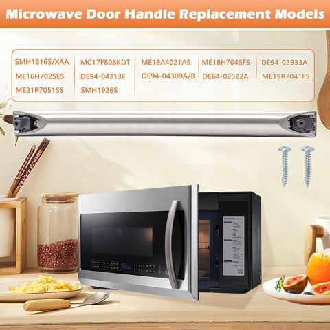 Earthtec microwave door handle installed on ME18H704SFS demonstrates reliable fit