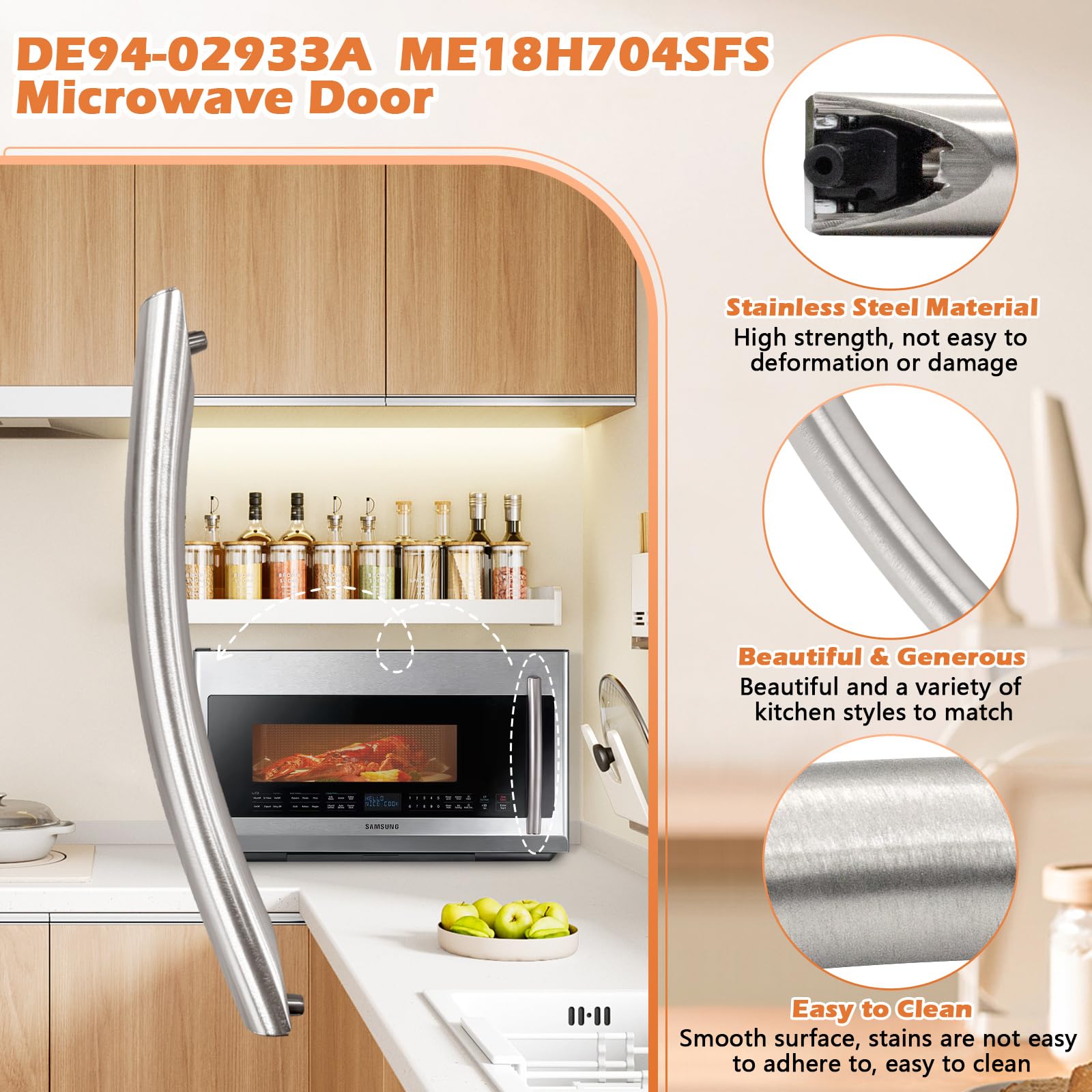 Earthtec stainless steel door-handle closeup shows smooth, lasting hardware