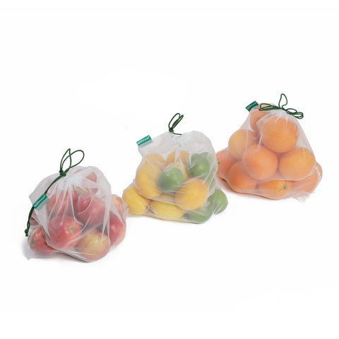 Earthwise mesh bag demonstrates barcode-friendly open weave for easy checkout.