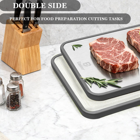 Easierr cutting board built-in handles for easy carrying.