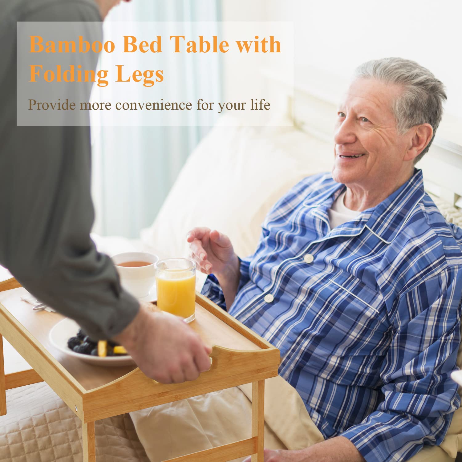 Easoger bamboo bed tray open layout supports meals and laptop use