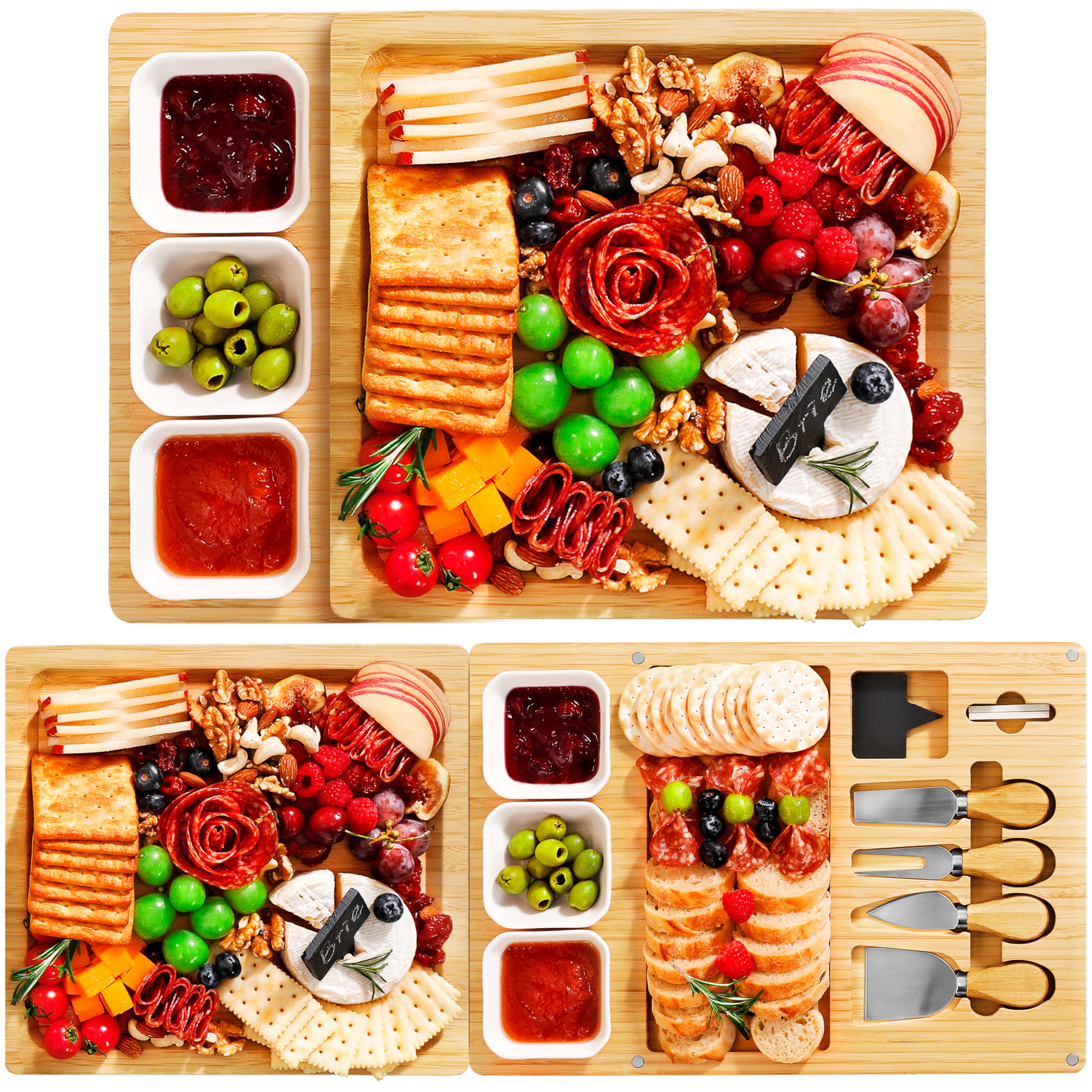 Easoger charcuterie board with 3-in-1 magnetic setup for versatile entertaining