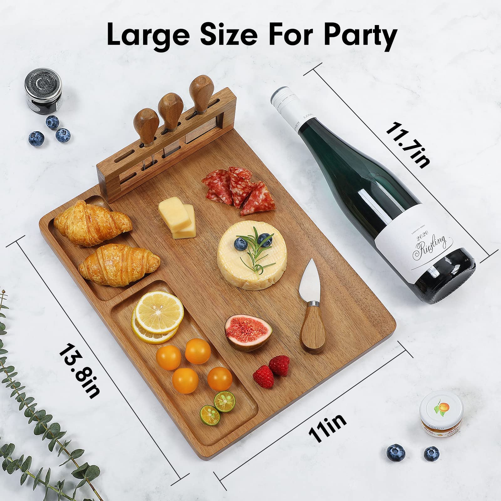 Easoger charcuterie board set with knives ready for serving