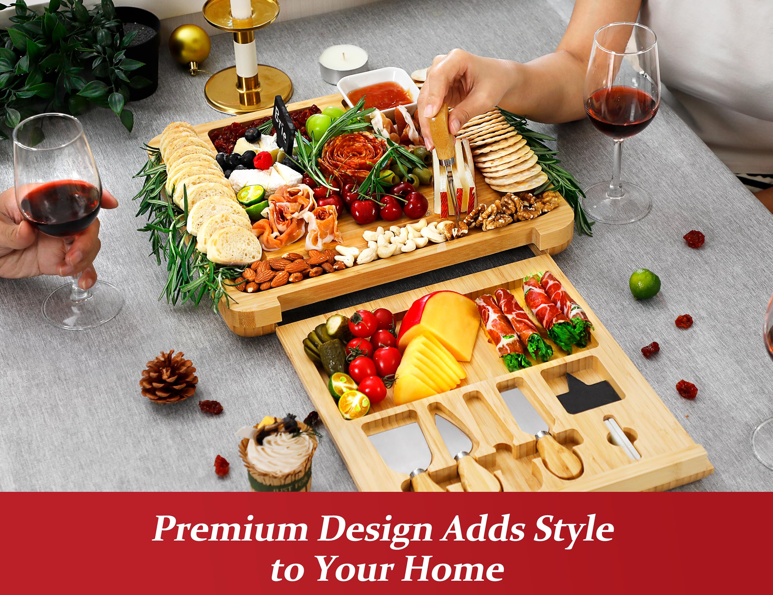 Easoger charcuterie display highlighting a colorful spread, perfect for entertaining guests.