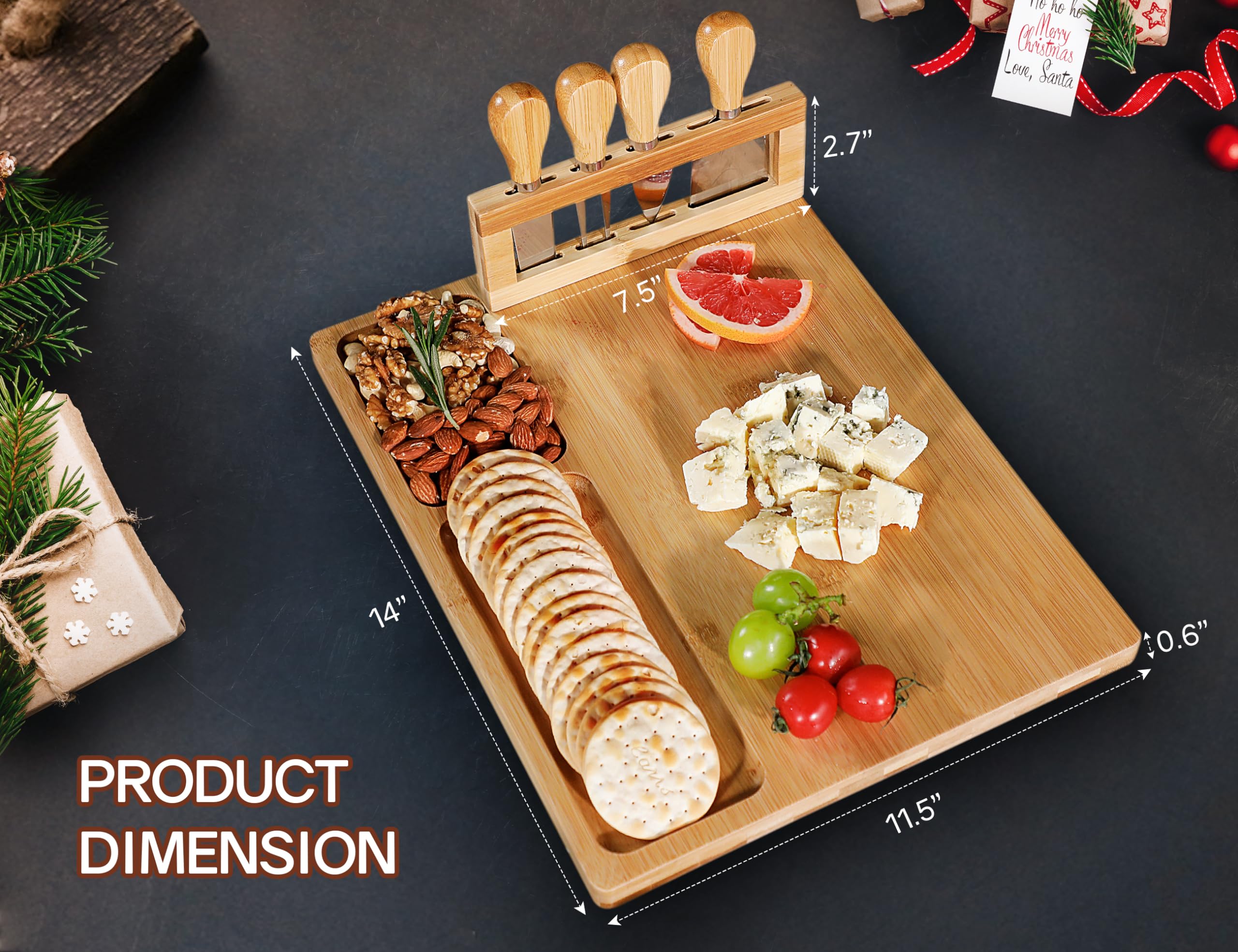 Creative cutting guide included with tips for stylish cheese platters.
