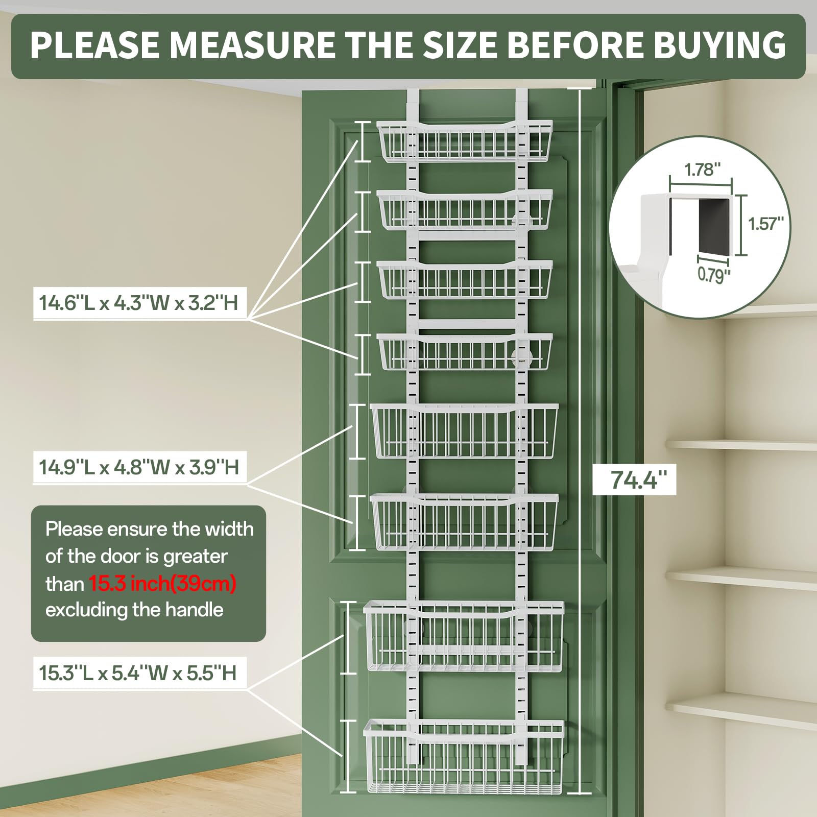 Eastherry 8-tier pantry organizer mounted on door optimizes small kitchen space.