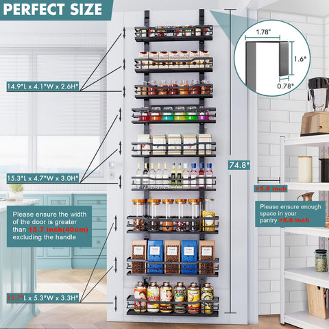 Adjustable baskets of Eastherry pantry organizer demonstrating flexible storage
