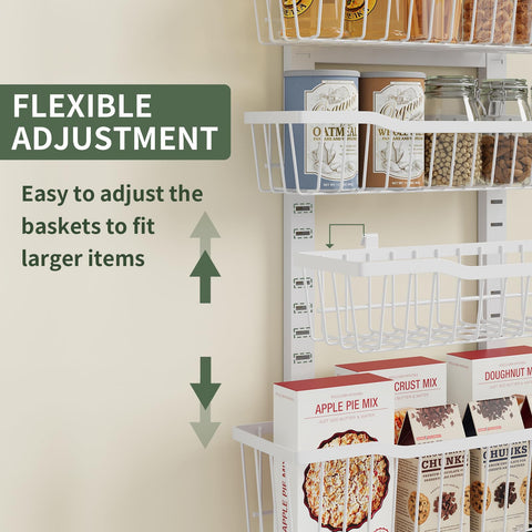 Eastherry adjustable baskets enable customizable height for spices, jars, and snacks.