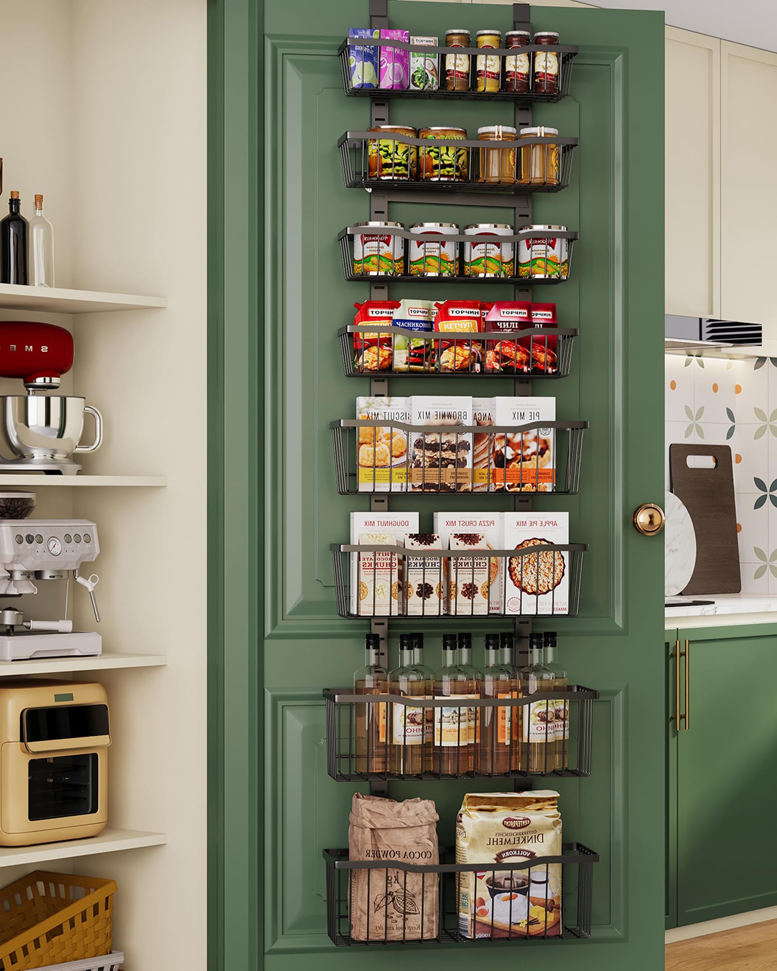 Eastherry over-the-door organizer in full 8-tier setup for pantry space.