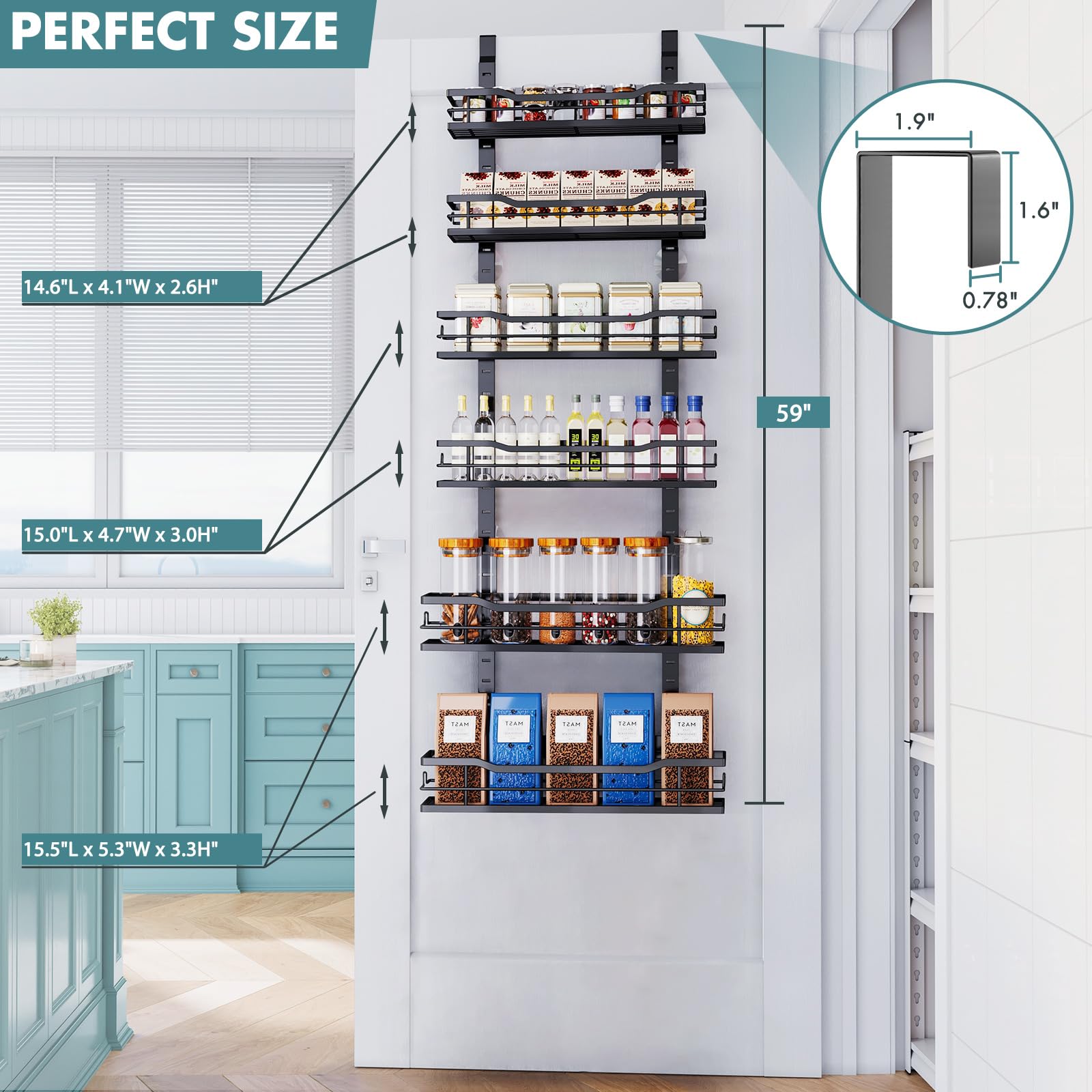 Eastherry adjustable baskets demonstrate flexible height for tall jars.