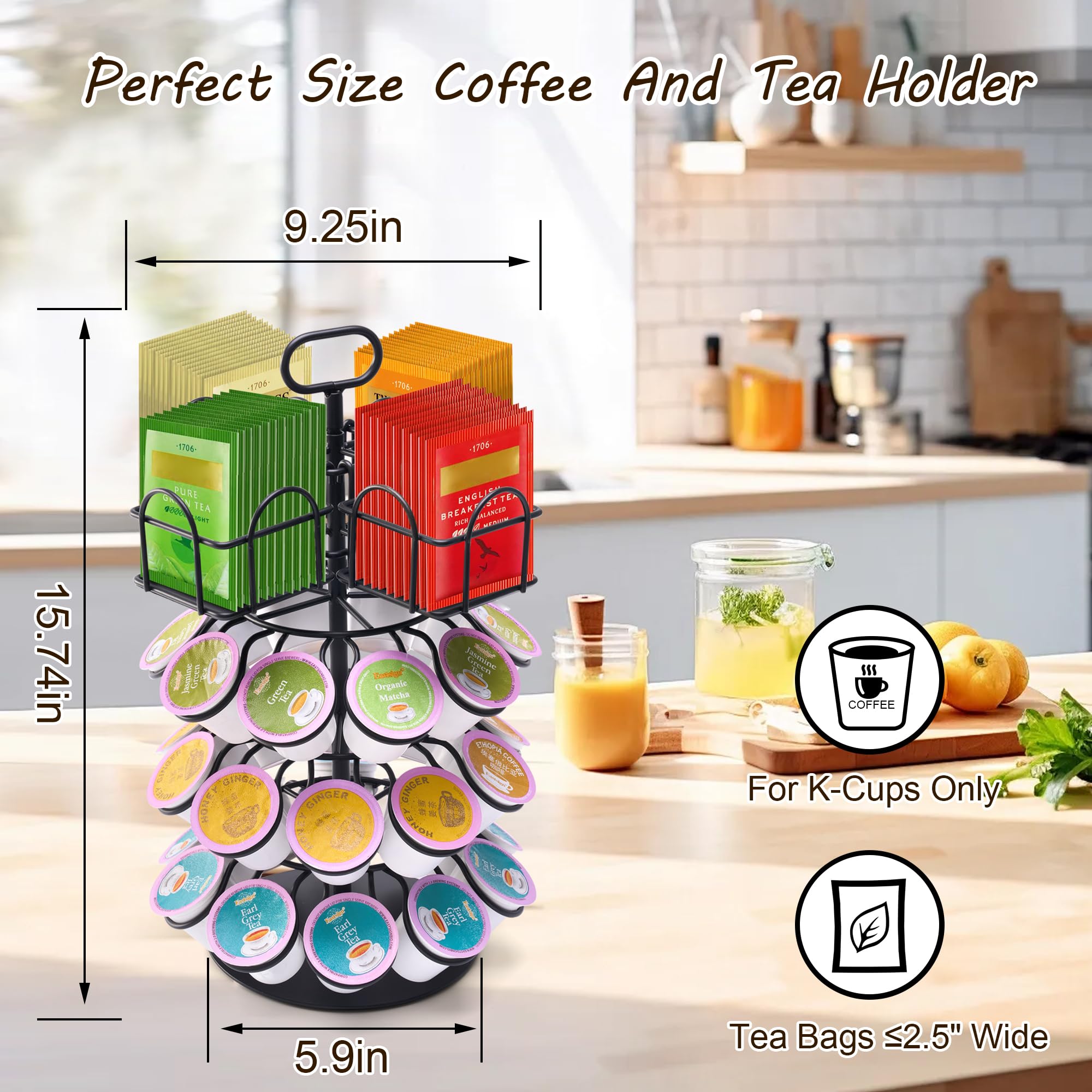 Eastsign compact carousel saves counter space on your kitchen counter.