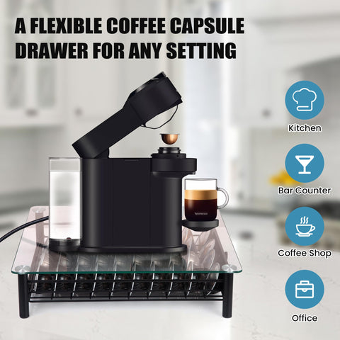 Eastsign Vertuo pod storage keeps 40 pods neatly arranged for quick brew choices.