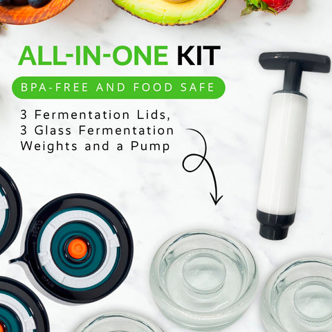 Easy Fermenter wide-mouth weights pack provides stable, flat fermentation